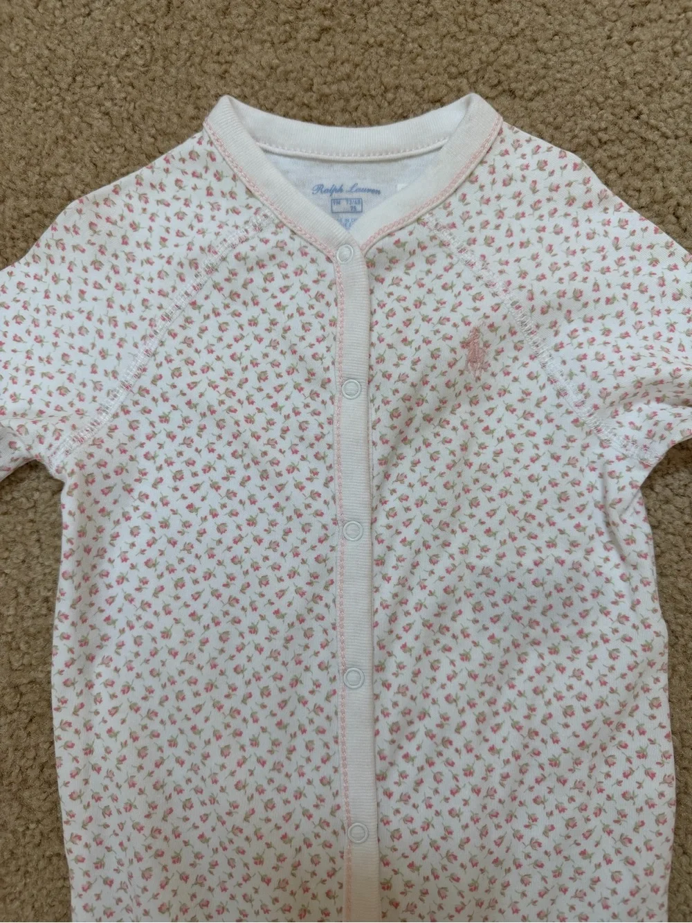Ralph Lauren Floral Cotton Footed Snap PJ 9 months